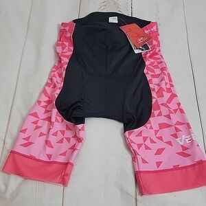 Vebe Women Pink High Waist Cycling Shorts Comfort 3D Gel Padded size Medium